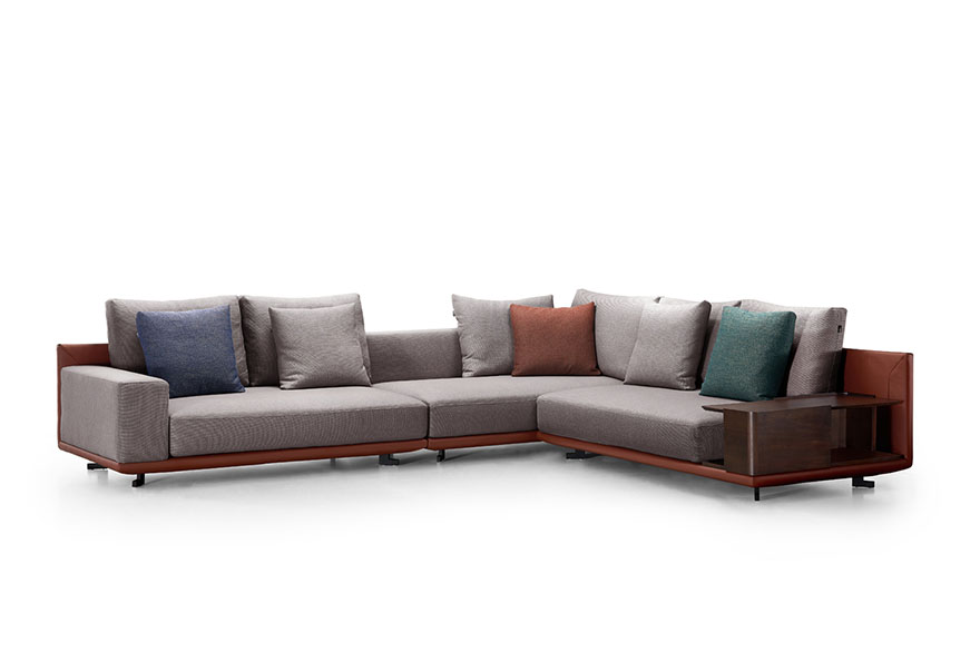 Leather and fabric sofa Venice