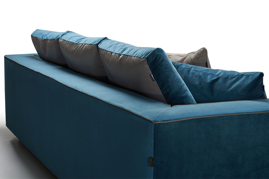 blue velvet tufted sofa EL017B