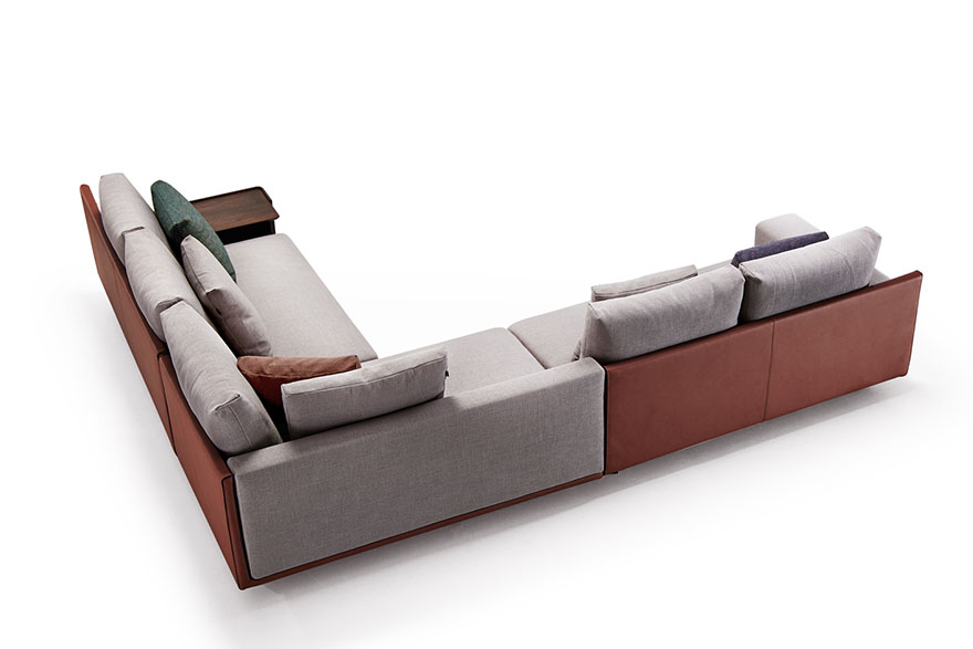 leather and fabric combination sofa S1706
