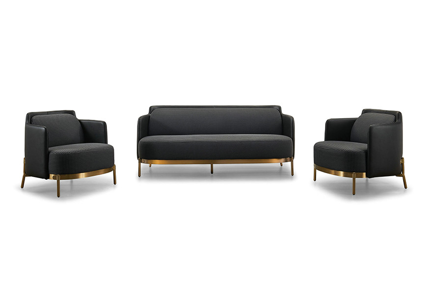 leather and fabric sofa S2008