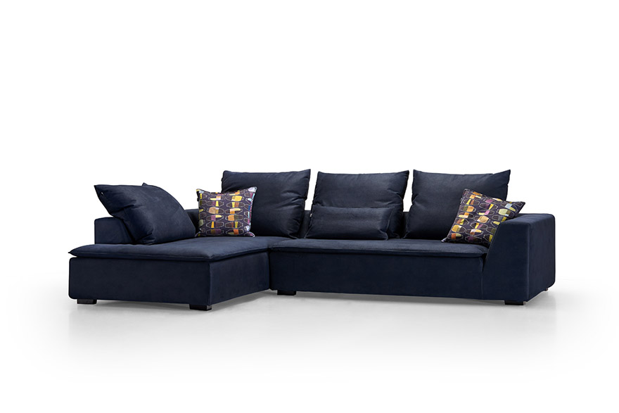 Memory Foam Sofa Dark Blue Burgos II Adjustable Backrest