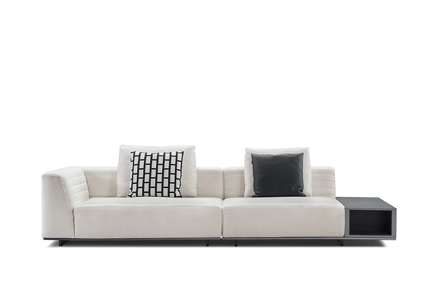 White sofa with side table 100201