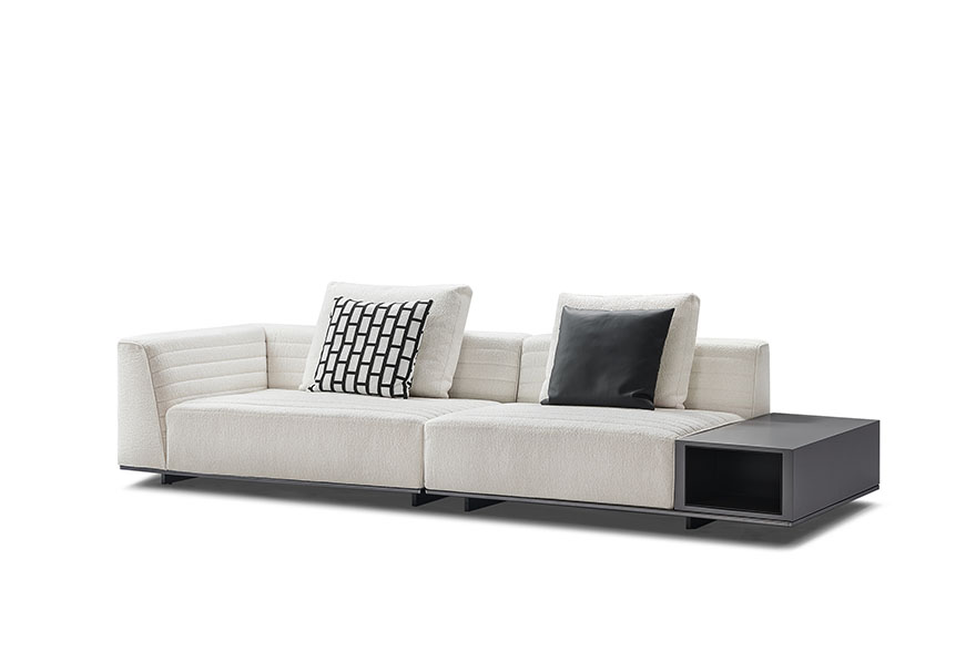 White sofa with side table 100202