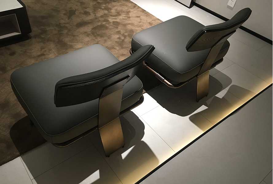 Grey Leather Accent Chairs Hedda BL-X2101（4）