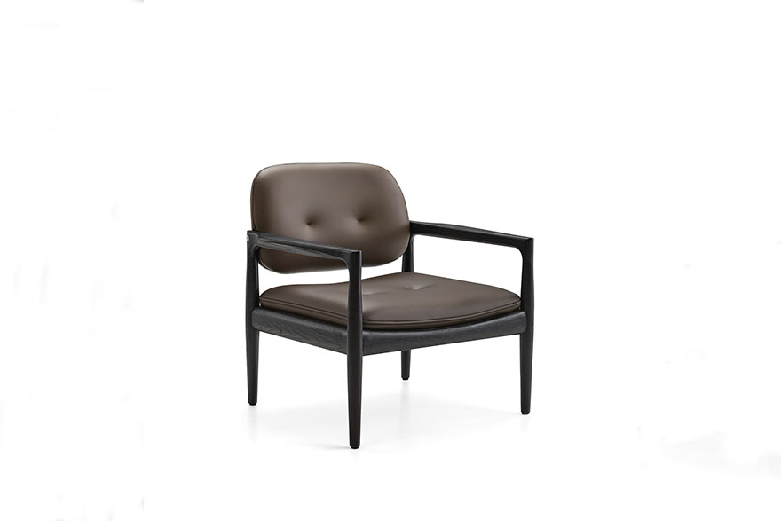 leather and wood armchair-B23XY-0013-COOKIE
