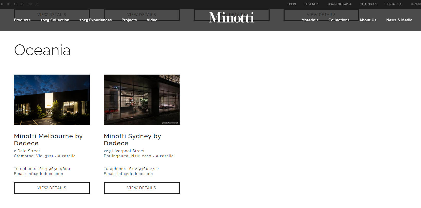 Minotti in australia